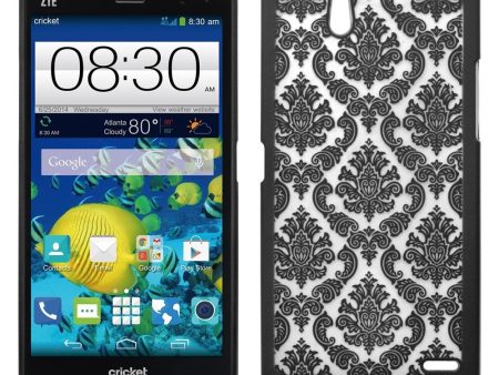 ZTE ZMAX Damask Vintage Case, Ultra Slim Case Cover for ZMAX - Black Hot on Sale