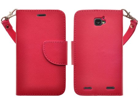 ZTE Zephyr Case, Wrist Strap Magnetic Fold[Kickstand] Pu Leather Wallet Case with ID & Credit Card Slots for ZTE Zephyr - Hot Pink Cheap