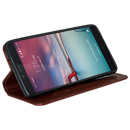 ZTE ZMAX Pro Case | Blade X Max | ZTE Carry | ZTE Grand X Max 2 Case | ZTE Imperial Max Case | ZTE Max Duo Pu Leather Magnetic Fold[Kickstand] Wallet Case with ID & Card Slots - Brown on Sale