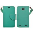 ZTE Zephyr Case, Wrist Strap Magnetic Fold[Kickstand] Pu Leather Wallet Case with ID & Credit Card Slots for ZTE Zephyr - Teal Cheap