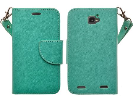 ZTE Zephyr Case, Wrist Strap Magnetic Fold[Kickstand] Pu Leather Wallet Case with ID & Credit Card Slots for ZTE Zephyr - Teal Cheap