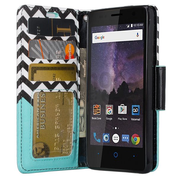 ZTE Majesty Pro, Majesty Pro Plus, Tempo Cover, Pu Leather Magnetic Fold[Kickstand] Wallet Case with ID & Card Slots - Teal Anchor For Discount