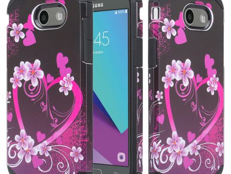 Galaxy J3 Emerge Case, Slim Hybrid [Shock Impact Resistant] Dual Layer Protective Case Cover for Samsung Galaxy J3 Emerge - Heart Butterflies For Discount