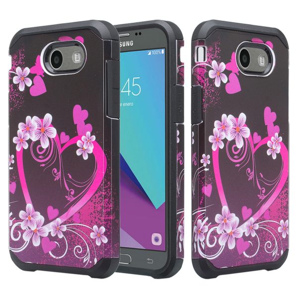 Galaxy J3 Emerge Case, Slim Hybrid [Shock Impact Resistant] Dual Layer Protective Case Cover for Samsung Galaxy J3 Emerge - Heart Butterflies For Discount