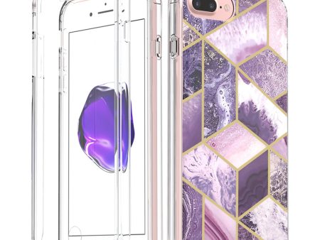 Apple iPhone 7 Plus Case, Slim Full-Body Stylish Protective Case with Built-in Screen Protector for Apple iPhone 7 Plus - Purple Marble Hot on Sale