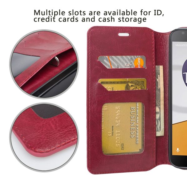 Alcatel Fierce XL2 Case, Fierce XL2 Wallet Case, Pu Leather Wallet Case [Kickstand] with ID & Credit Card Slots - Burgundy Sale