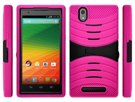 ZTE ZMAX Z970 Case, Dual Layer Heavy Duty Armor Protective Case, Defender Cover (Hot Pink Heavy Duty Armor) Online