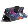 ZTE Tempo X Case, Tempo Go, Blade Vantage, Avid 4, ZFive C, ZFive G, N9137, Z557BL, Z558VL, Slim Flip Fold [Kickstand] Faux Leather Wallet Cover w  Slots & Pocket + Wrist Strap - Rainbow Feather Cheap