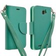 ZTE Zephyr Case, Wrist Strap Magnetic Fold[Kickstand] Pu Leather Wallet Case with ID & Credit Card Slots for ZTE Zephyr - Teal Cheap