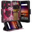 ZTE Tempo X Case, Tempo Go, Blade Vantage, Avid 4, ZFive C, ZFive G, N9137, Z557BL, Z558VL, Slim Flip Fold [Kickstand] Faux Leather Wallet Cover w  Slots & Pocket + Wrist Strap - Heart Butterflies Hot on Sale