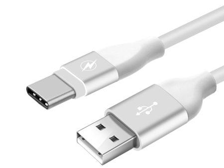 ZTE ZMAX Pro, Blade X Max, Zmax Pro 2, USB TYPE C GUMMY DATA CHARGING CABLE W  ALUMINUM CONNECTORS - White Online Hot Sale