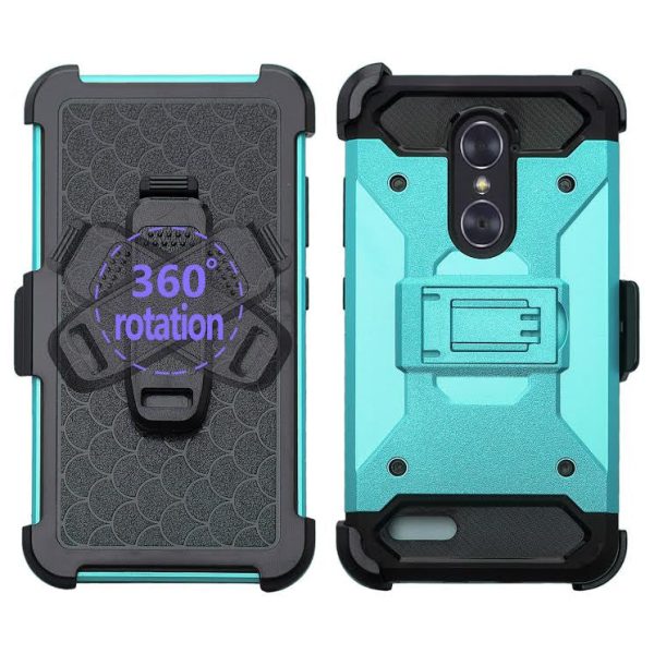 ZTE ZMax Pro Case, Blade X Max, ZTE Grand X Max 2 Case, ZTE Carry, ZTE Imperial Max   ZTE Max Duo LTE Heavy Duty[Built-in Kickstand] Rotating Swivel Clip Holster Case   Rugged Triple Layer Protection - Teal Online Hot Sale