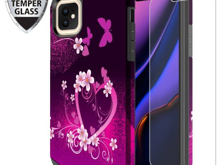 Apple iPhone 11 Pro Max , iPhone 11 Pro Max, [Include Temper Glass Screen Protector] Slim Hybrid Dual Layer [Shock Resistant] Case for iPhone 11 Pro Max - Heart Butterflies on Sale