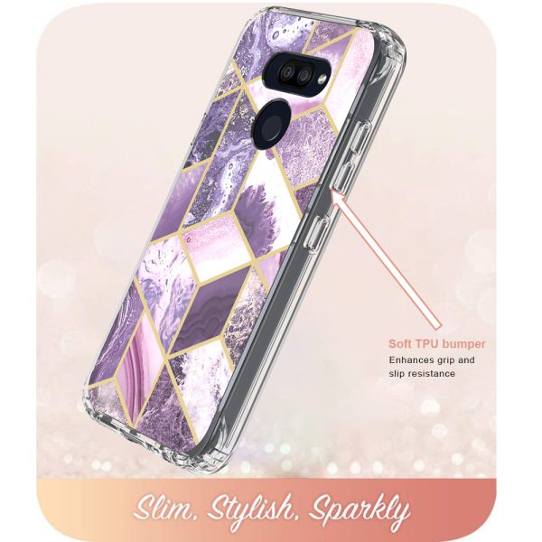 LG Harmony 4   LG K40S Case, Slim Full-Body Stylish Protective Case with Built-in Screen Protector for LG Harmony 4   LG K40S - Purple Marble on Sale