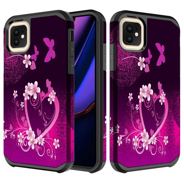 Apple iPhone 11 Pro Max , iPhone 11 Pro Max, [Include Temper Glass Screen Protector] Slim Hybrid Dual Layer [Shock Resistant] Case for iPhone 11 Pro Max - Heart Butterflies on Sale