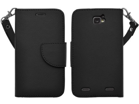 ZTE Zephyr Case, Wrist Strap Magnetic Fold[Kickstand] Pu Leather Wallet Case with ID & Credit Card Slots for ZTE Zephyr - Black Online Sale