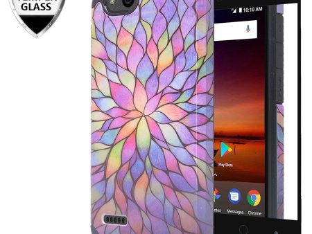 ZTE Tempo X Case, Tempo Go, Blade Vantage, Avid 4, ZFive C, ZFive G, N9137, Z557BL, Z558VL,[Include Temper Glass Screen Protector] Slim Hybrid Dual Layer [Shock Resistant] Case for Tempo X - Rainbow Flower Hot on Sale