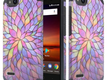 ZTE Tempo X Case, Tempo Go, Blade Vantage, Avid 4, ZFive C, ZFive G, N9137, Z557BL, Z558VL, Slim Dual Layer Hybrid Shockproof Protective Cover - Rainbow Flower For Discount