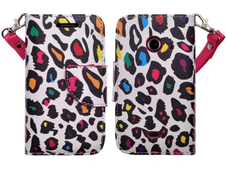 ZTE Z667 Case, Wrist Strap Magnetic Flip Fold[Kickstand] Pu Leather Wallet Case with ID & Card Slots - Leopard Prints Online Sale