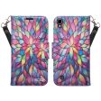 LG X Power Case, Wrist Strap Magnetic Fold[Kickstand] Pu Leather Wallet Case with ID & Credit Card Slots for LG X Power - Rainbow Flower Hot on Sale