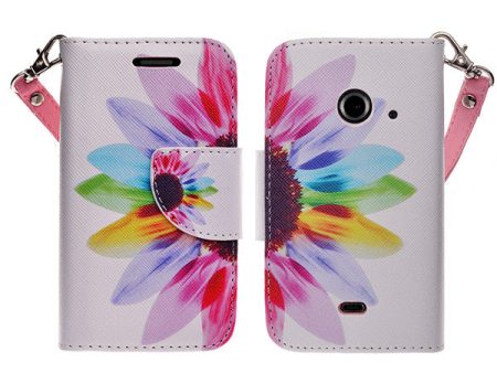 ZTE Z667 Case, Wrist Strap Magnetic Flip Fold[Kickstand] Pu Leather Wallet Case with ID & Card Slots - Vivid Sunflower Supply