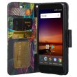 ZTE Tempo X Case, Tempo Go, Blade Vantage, Avid 4, ZFive C, ZFive G, N9137, Z557BL, Z558VL, Slim Flip Fold [Kickstand] Faux Leather Wallet Cover w  Slots & Pocket + Wrist Strap - Rainbow Feather Cheap