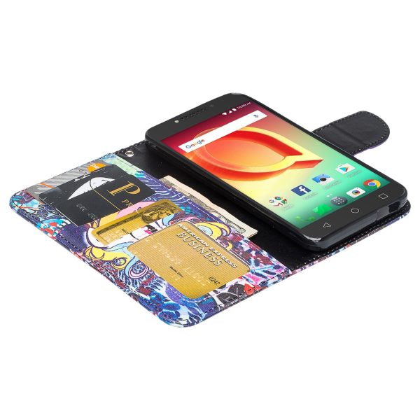 Tmobile REVVL, Alcatel A30 Plus, A30 Fierce, Alcatel Walters Case, Wrist Strap Pu Leather Wallet Flip [Kickstand] Cover with ID & Credit Card Slots - Rainbow Unicorn For Discount