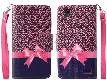 ZTE Warp Elite | ZTE N9158 Case, Wrist Strap Magnetic Flip Fold[Kickstand] Pu Leather Wallet Case with ID & Card Slots - Cheetah Prints Online now