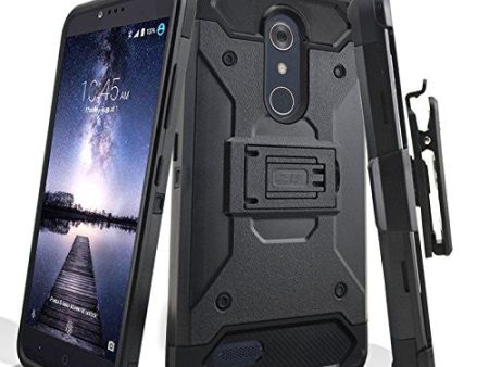 ZTE ZMax Pro Case, Blade X Max, ZTE Grand X Max 2 Case, ZTE Carry, ZTE Imperial Max   ZTE Max Duo LTE Heavy Duty[Built-in Kickstand] Rotating Swivel Clip Holster Case   Rugged Triple Layer Protection - Black Online Sale