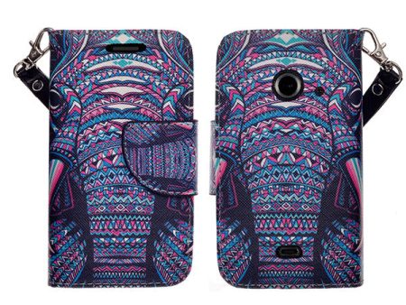 ZTE Z667 Case, Wrist Strap Magnetic Flip Fold[Kickstand] Pu Leather Wallet Case with ID & Card Slots - Tribal Elephant Online Sale