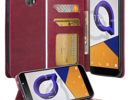 Alcatel Fierce XL2 Case, Fierce XL2 Wallet Case, Pu Leather Wallet Case [Kickstand] with ID & Credit Card Slots - Burgundy Sale