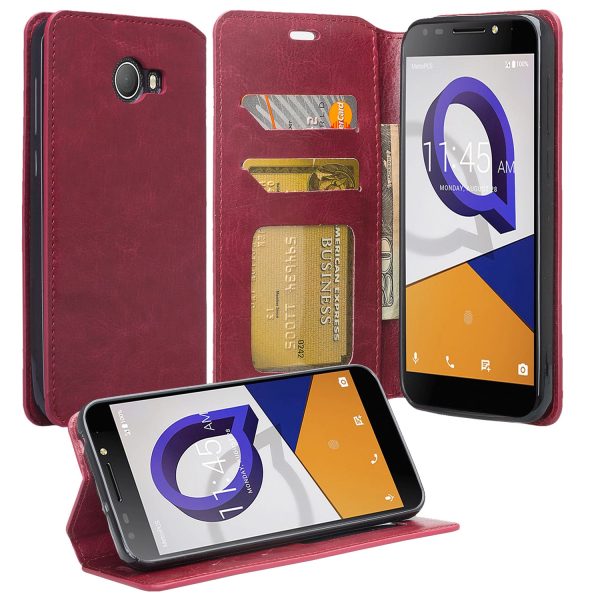 Alcatel Fierce XL2 Case, Fierce XL2 Wallet Case, Pu Leather Wallet Case [Kickstand] with ID & Credit Card Slots - Burgundy Sale