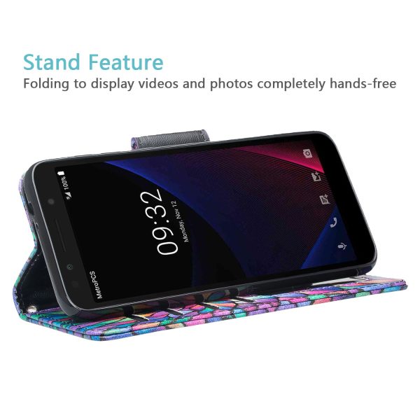 Alcatel 1x Evolve, TCL LX, Avalon V, IdealXTRA Case, Wrist Strap Magnetic Pu Leather Wallet Case [Kickstand] with ID & Credit Card Slots - Rainbow Flower Supply