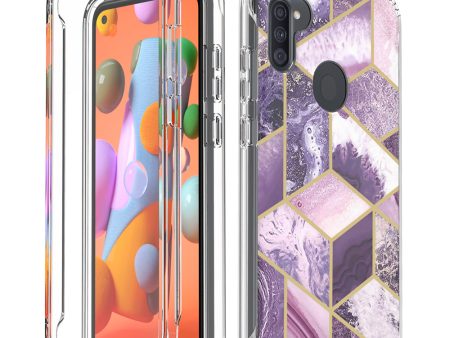 Samsung Galaxy A11 Case, Slim Full-Body Stylish Protective Case with Built-in Screen Protector for Samsung Galaxy A11 - Purple Marble Supply