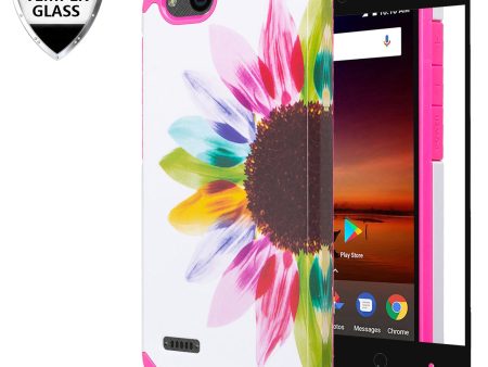 ZTE Tempo X Case, Tempo Go, Blade Vantage, Avid 4, ZFive C, ZFive G, N9137, Z557BL, Z558VL,[Include Temper Glass Screen Protector] Slim Hybrid Dual Layer [Shock Resistant] Case for Tempo X - Vivid Sunflower on Sale