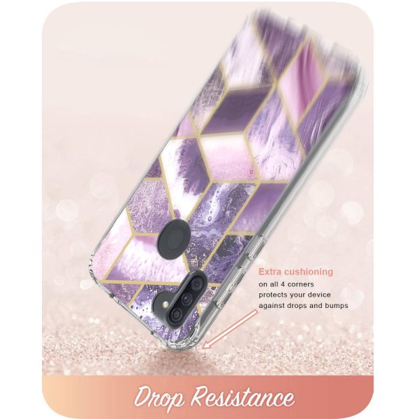 Samsung Galaxy A11 Case, Slim Full-Body Stylish Protective Case with Built-in Screen Protector for Samsung Galaxy A11 - Purple Marble Supply