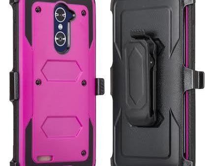 ZTE Z Max Pro Case, Blade X Max, ZTE Carry, ZTE Grand X Max 2 Case, Imperial Max Case [Built-in Screen Protector] Heavy Duty Belt Clip Holster   Rugged Triple Layer Protection - Purple Black Supply