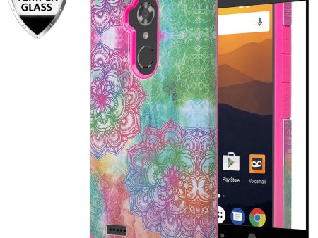 ZTE ZMAX Pro Case, ZTE Blade X Max, ZTE Carry, [Include Temper Glass Screen Protector] Slim Hybrid Dual Layer Armor[Shock Absorbent] Case for ZMAX Pro - Teal Flower Sale