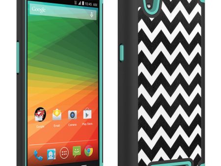 ZTE ZMAX Z970 Slim Dual Layer Heavy Duty Armor Hybrid Case for ZTE ZMAX Z970 (T-Mobile,MetroPcs)  - Teal Chevvron Hybird Supply