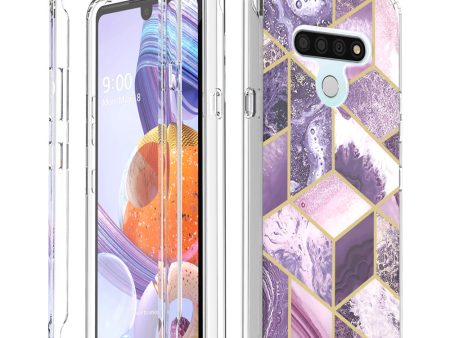 LG Stylo 6 Case, Slim Full-Body Stylish Protective Case with Built-in Screen Protector for LG Stylo 6 - Purple Marble Online Sale