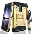 ZTE ZMax Pro Case, Blade X Max, ZTE Grand X Max 2 Case, ZTE Carry, ZTE Imperial Max   ZTE Max Duo LTE Heavy Duty[Built-in Kickstand] Rotating Swivel Clip Holster Case   Rugged Triple Layer Protection - Gold For Discount