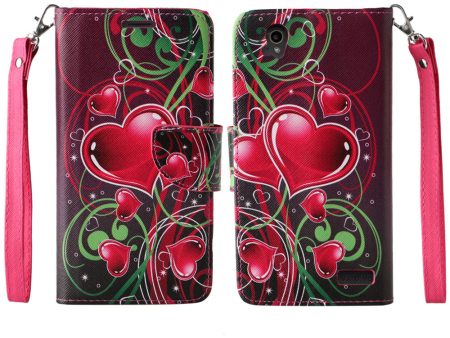 ZTE Warp Elite | ZTE N9158 Case, Wrist Strap Magnetic Flip Fold[Kickstand] Pu Leather Wallet Case with ID & Card Slots - Heart Strings For Sale