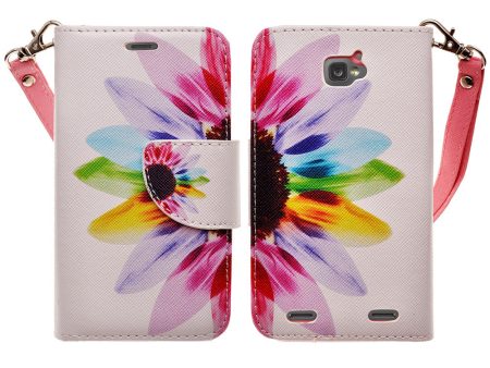 ZTE Zephyr Case, Wrist Strap Magnetic Fold[Kickstand] Pu Leather Wallet Case with ID & Credit Card Slots for ZTE Zephyr - Sun Flower on Sale