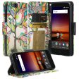 ZTE Tempo X Case, Tempo Go, Blade Vantage, Avid 4, ZFive C, ZFive G, N9137, Z557BL, Z558VL, Slim Flip Fold [Kickstand] Faux Leather Wallet Cover w  Slots & Pocket + Wrist Strap - Vibrant Tree Online now