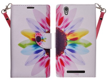 ZTE ZMAX Case, Wrist Strap Magnetic Fold[Kickstand] Pu Leather Wallet Case with ID & Credit Card Slots for ZTE ZMAX - Vivid Sunflower Online now