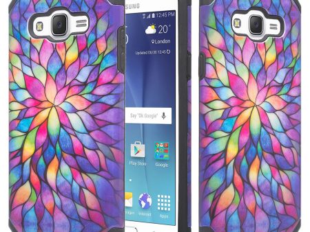 Galaxy J7 Case, Samsung Galaxy J7 [Shock Absorption  Impact Resistant] Hybrid Dual Layer Armor Defender Protective Case Cover for Galaxy J7 (Boost Mobile,Virgin,MetroPcs,TMobile), Rainbow Flower on Sale